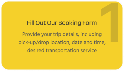 Booking form section requesting trip details and transportation preferences.